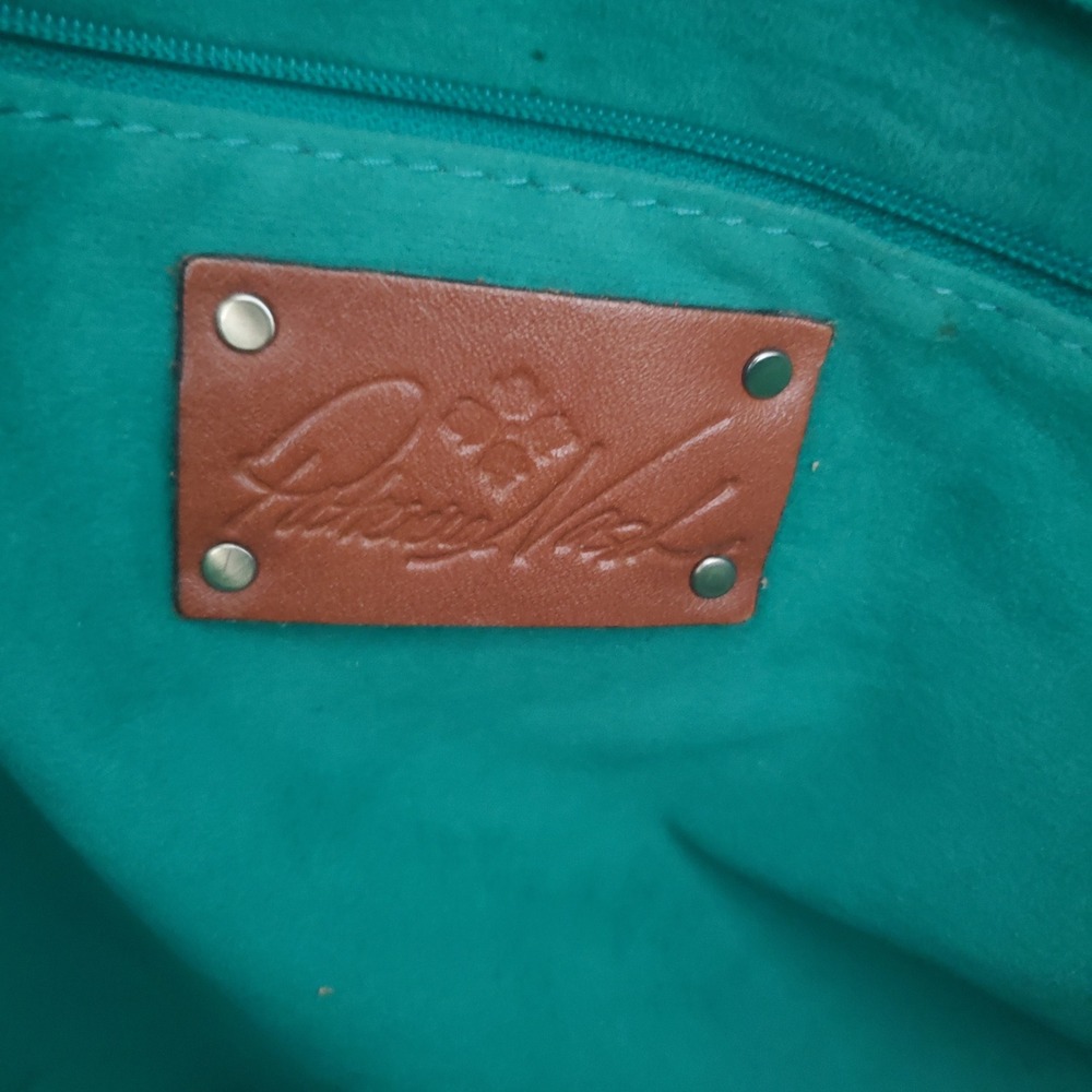 Patricia Nash Adeline Soft Green Leather Floral Embossed Tooled Tote Bag Brass - Picture 3 of 16